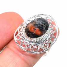 Mahagoni Obsidian Edelstein Handmade 925 Sterlingsilber Schmuck Ring-Sz 7 (US)