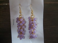 zauberhafte Ohrringe Hänger Lavendeljade Jade Kugeln gold bewegliche Trauben NEU