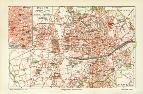 Essen historischer stadtplan - essen,