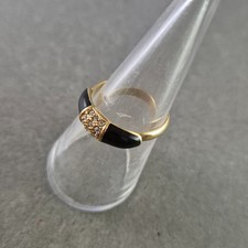 Eleganter Damen Ring – Schwarz-Gold Design mit funkelnden Steinen