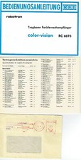 Bedienungsanleitung Fernseher robotron color vision RC 6073 DDR 1986 + Beilagen