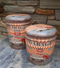 Sitztonne Vintage, Sitzhocker, Sitztruhe, Aufbewahrungsbox "ROUTE 66 "