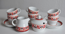 Arzberg Mokkatassen Espressoservice Vintage 70er Rot Weiß gemustert Ornamente