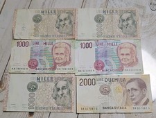 5x1000 Lire,1 x 2000 Lire Bank of Italy , Geldscheine , verschiedene Jahre