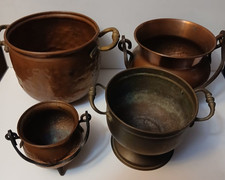 4 Kessel aus Kupfer/Messing