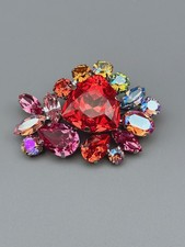 Farbefrohe Blütenpracht Brosche mit Swarovski® Kristall Geschenk Neu