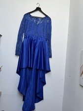 Vokuhila Spitze Blau Kleid Ball Abschluss Hochzeit Gr 42/XL Party  Gala 