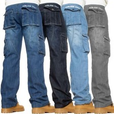 Kruze Herren Combat Jeans Cargo Denim Hose Freizeit Arbeitshose alle Bundgrößen