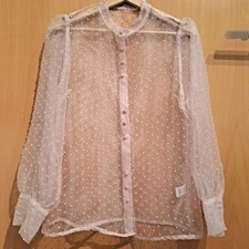 Tüllbluse Gepunktet Rosa Gr