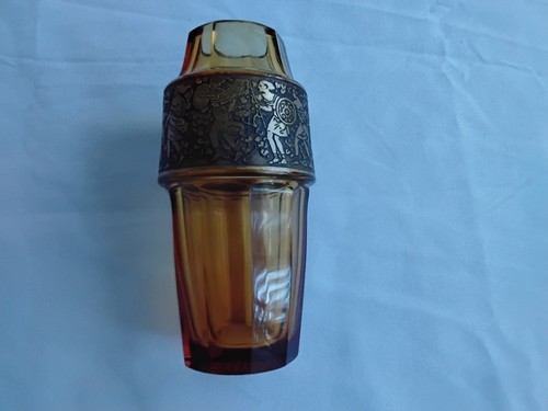 Bernsteinfarbene art deco vase - art,