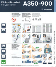 # Safety Card - Lufthansa - A350-900 - blauer Strich - 01/24 !!!!!!!!!!!!!!!!!!!