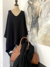 Poncho Pullover Strick Schwarz