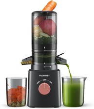 TUUMIIST Entsafter‚ Slow Juicer mit 120MM Extra Großem Einfüllschacht, Schwarz
