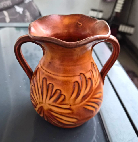 Keramikvase braun mit - , 2