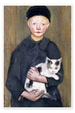 Poster Knabe mit Katze - Paula
