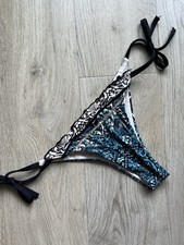 Calzedonia Bikini Unterteil Brazilian Cobey Türkis Blau Schwarz Weiß Glitzer XS