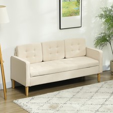 HOMCOM 3 Sitzer Sofa, Couch mit Stauraum, Holzbeine, Samtoptik für Wohnzimmer
