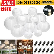 12x Weiße Papierlaternen Set