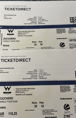 Tickets zucchero münchen - 2,