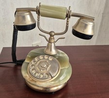 Vintage Onix Marmor Telefon 70er Jahre 24K Goldauflage