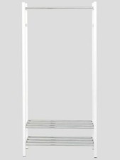 Garderobenständer aus Metall weiß Kleiderstange 2 Schuhablagen Flur