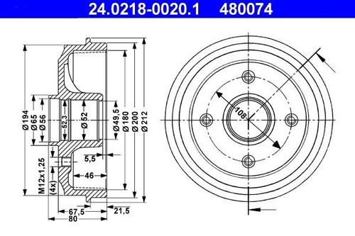 Ate bremstrommel - 2x,