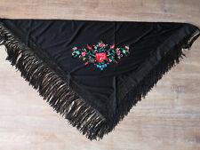 Flamencotuch für Kinder aus Spanien Stola Schultertuch klein Blumen schwarz Y