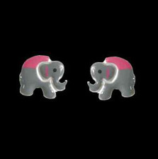 925 Silber Ohrstecker Ohrringe Kinder Elefant rosa-grau