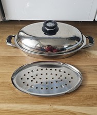 AMC Bräter Oval 3,5 Liter Induktion Fisch Pfanne Topf Hochraumdeckel  3,5 Liter 