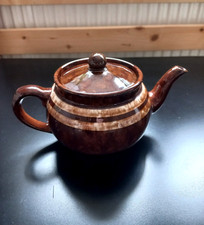 ✅ Vintage Keramik Teekanne braun-beige glasiert – 1970er Retro Teapot