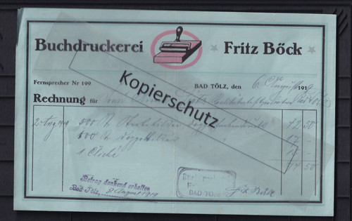 Rechnung 1919 buchdruckerei - 1919,