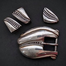 Vintage Gürtelschnalle Kieselstein Cord Pecos Conchas Sterling Silber 925 1981