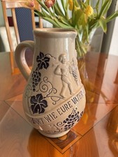 Krug Vase Weinkrug Höhe 20 cm grau Keramik mit Relief blau Punze Stempel WW