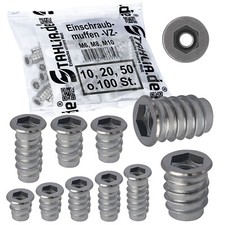 Einschraubmuffen M6 M8 M10 Einschraubmutter Gewindemuffe Innensechskant verzinkt