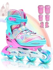 Kinder Rollschuhe Sportneer ,Rollschuhe mit Schutzausrüstung, verstellbare