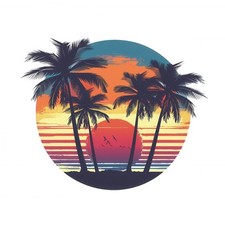 10x stickers vintage sunset - vintage,