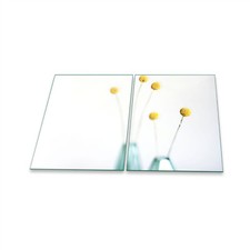 Herdabdeckplatte Ceran 2-Teilig 2x40x52 Blumen Gelb Abdeckung Spritzschutz Glas