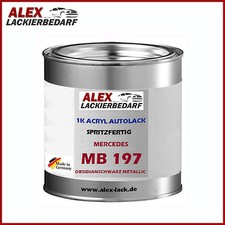 Autolack für Mercedes MB 197 Obsidianschwarz Metallic 1 Liter Spritzfertig 