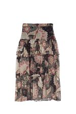 TWINSET Midirock in schwarz mit Blumenprint