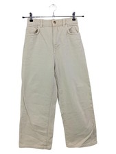 ZARA Damen Jeans Straight Leg Gr. 36 Beige Casual Paperbag Baumwolle