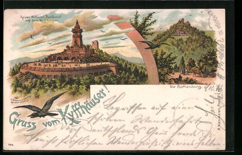 Lithograph kyffhäuser kaiser - kyffhäuser,,