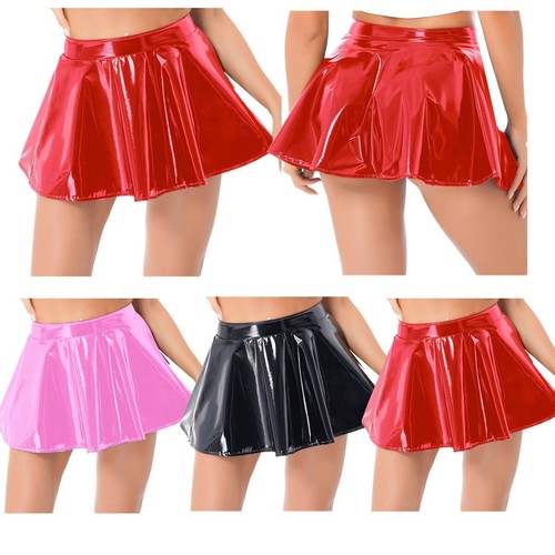 Damen gothic wetlook lederrock - damen,