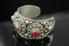 Armreif Spange XL Siam Sterling 925 Silber Hippie Boho Art Deco 60er 70er Asia