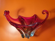 MURANO Mid-Century SOMMERSO Glasschale rot-blau Vintage Schale