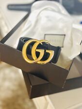 Gucci Gürtel GG Schwarz Leder Goldene Schnalle  MARMONT Designer Damen Gürtel