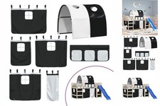 Vorhänge Für Hochbett Mit Tunnel Weiß Und Schwarz Polyester