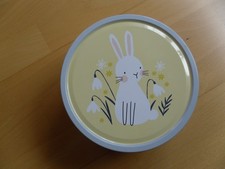 süße runde Keksdose Gebäckdose Hasenmotiv Ostern Metall auch für Krimskrams TOP!