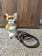 Porzellan Rauchverzehrer Hund Lampe Leuchte Terrier ~50/60er 
