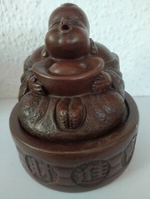 Buddha  Räucherbuddha  Keramik 14 cm braun Meditation Fengshui Baby Mönch Figur 