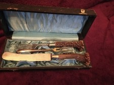 Tranchierbesteck / Jagdbesteck mit Hirschhorn-Griffen in Geschenkschachtel